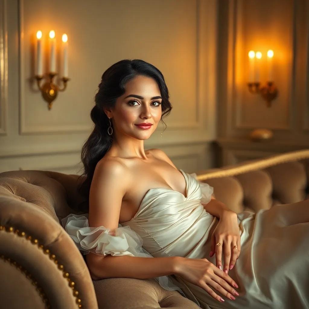 Sophia's Serene Beauty Unfolds in Moonlit Chamber