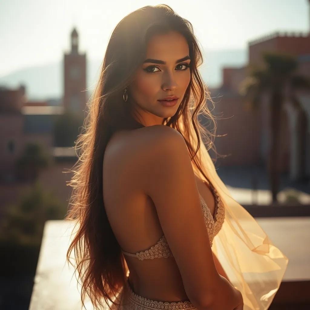 Sophia's Golden Form in the Marrakech Sun