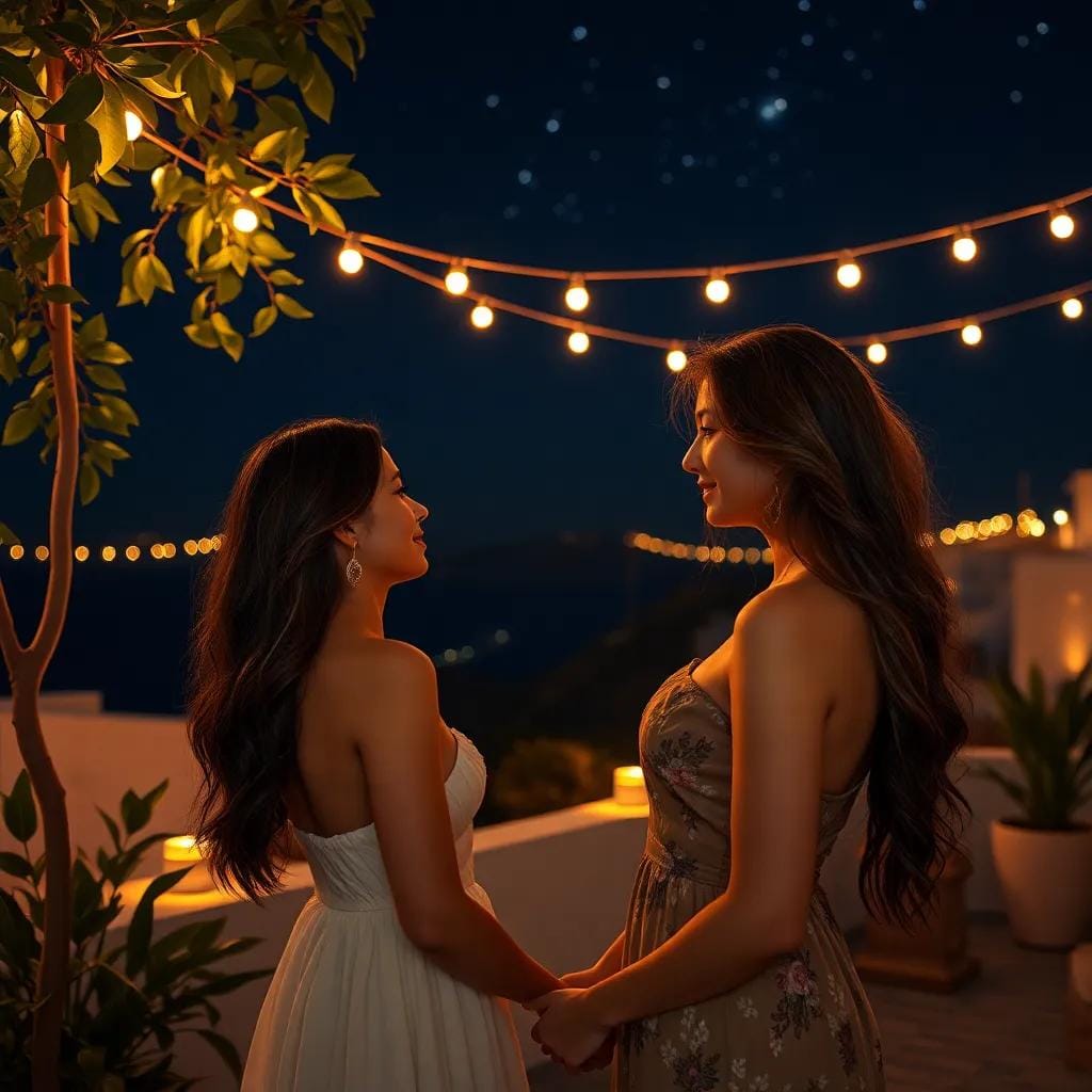 Under the Stars in Santorini's Warm Glow