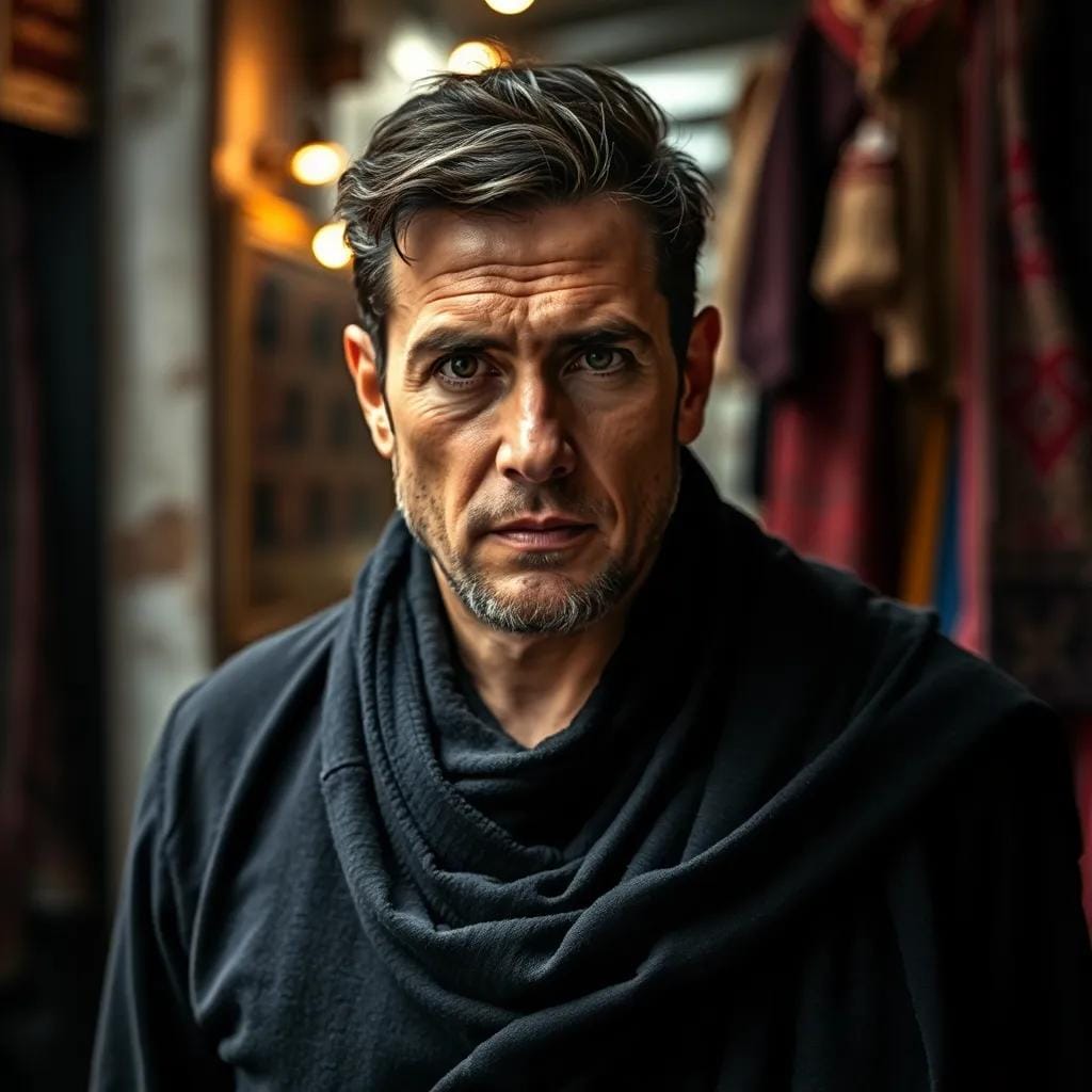 Enigmatic Stranger in the Moroccan Souk