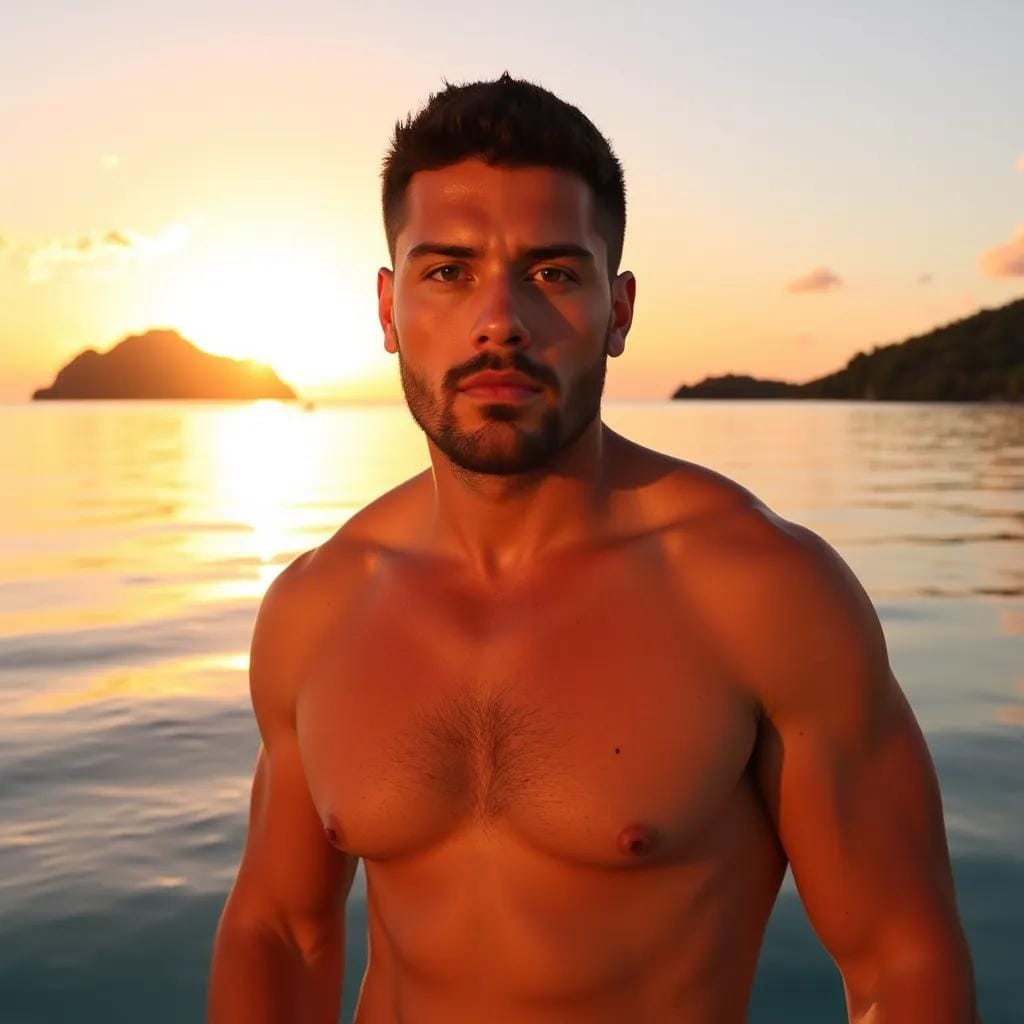 Rugged Masculinity on a Secluded Island Paradise