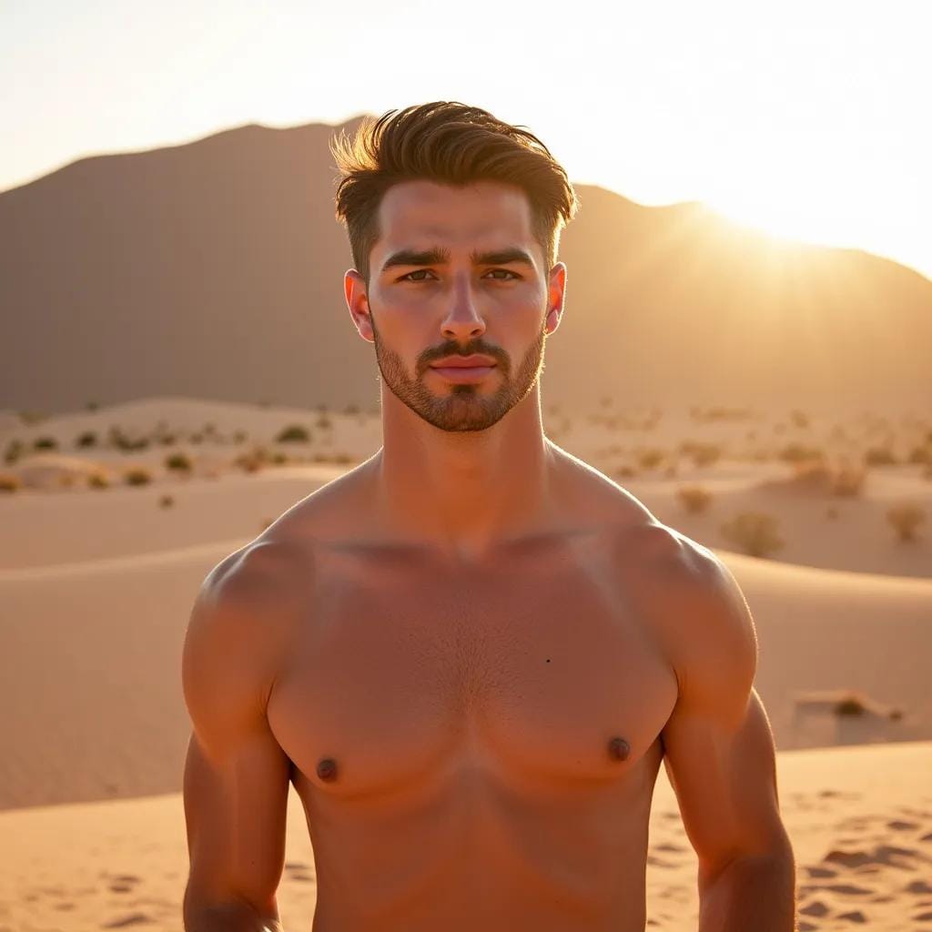 Rugged Stranger in the Desert Oasis